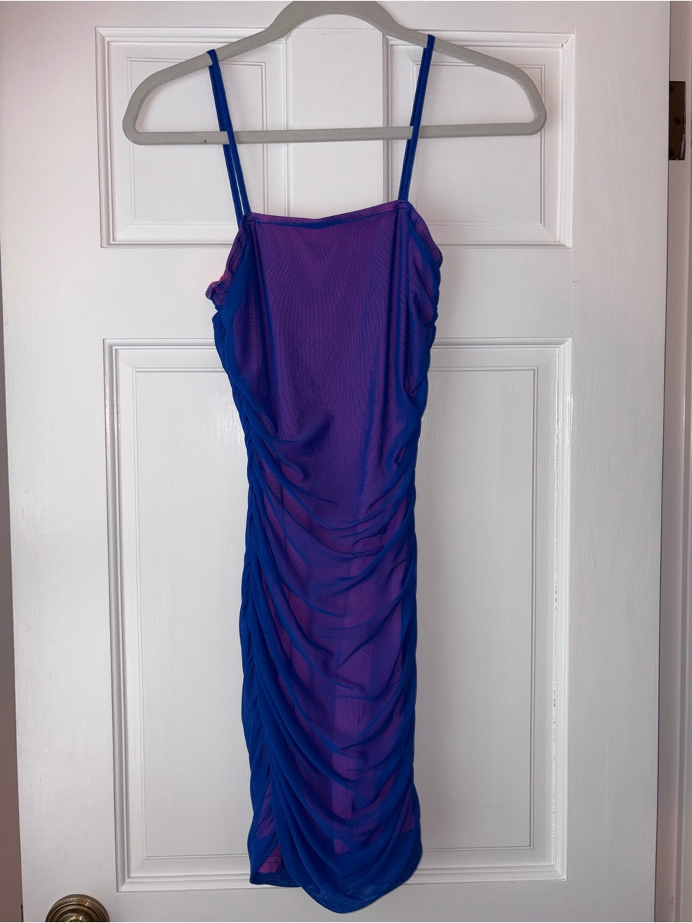 Women’s Blue-Purple Ruched Slip Dress